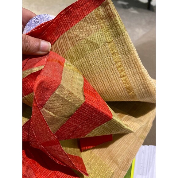 Women's Kota Doria Pure Cotton Saree With Unstiched Blouse NWT golden zari weave - Picture 10 of 12